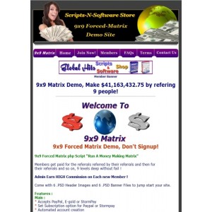 9x9 Forced Matrix PHP Script - Run A Money Making Matrix